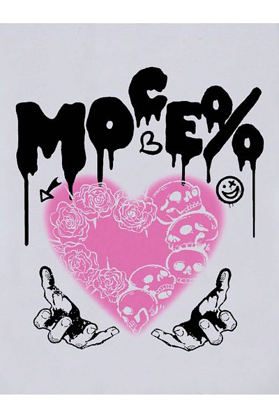 Jose Clothing Μπλουζάκι Unisex Λευκό εμπριμέ από οργανικό βαμβάκι Oversize κοντό μανίκι