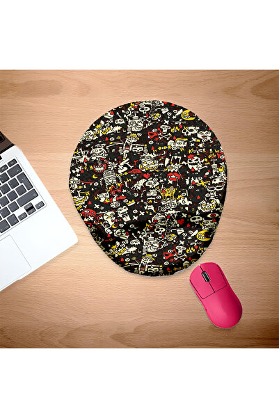 UcuruStore Minimal Cartoon Illustrations Mouse Pad oval cu suport pentru înch...