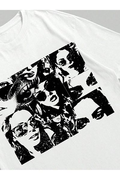 Jose Clothing Μπλουζάκι Unisex Λευκό εμπριμέ από οργανικό βαμβάκι Oversize με κοντό μανίκι