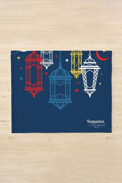 Filamente Ramadan Runner + 6 piese de serviciu american / set de masă / țesătură micropetek rezistentă la pete și lavabilă