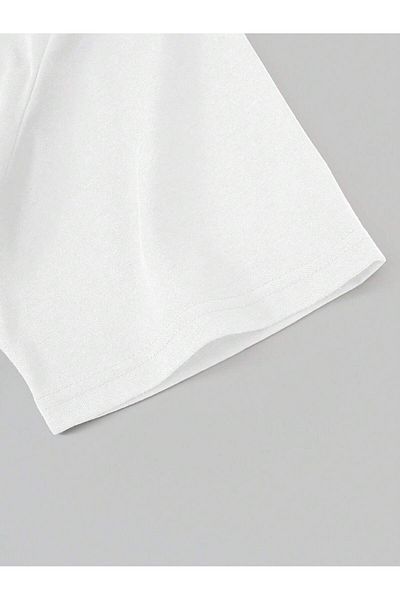 Jose Clothing Μπλουζάκι Unisex Λευκό εμπριμέ από οργανικό βαμβάκι Oversize με κοντό μανίκι