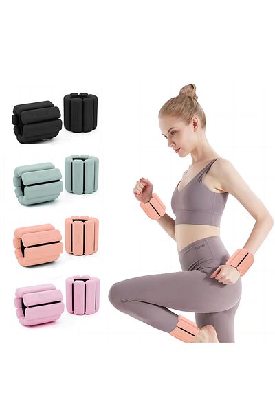 Gymo وزن المعصم السيليكون القابل للتعديل من سلسلة Pro Series 2x500gr باللون الأسود