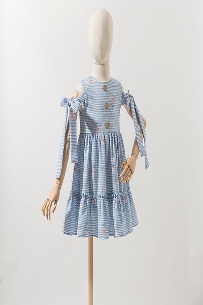 DFN Rochie florală Pitikare cu mâneci cu fundă