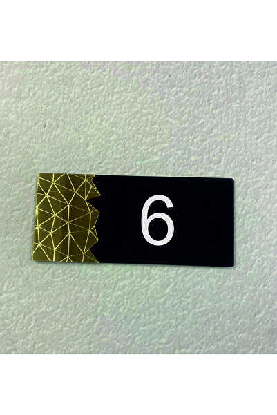 Dekokonsept Dekoratif Aynalı Modern Kapı Numarası - Gold 6