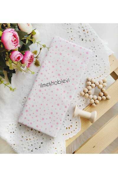 ilmekhobievi Poplin Kumaş Pembe Yıldızlı %100 Cotton 50x170 Cm 1 Parça