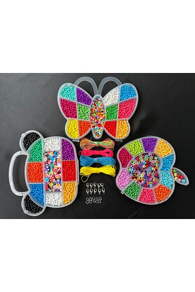Bijumix Aksesuar Apple, Bear and Butterfly Bead Box with Lid Hobby Box Set