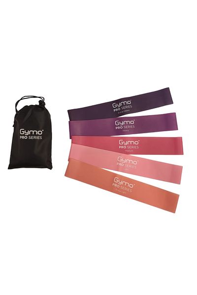 Gymo Pro Series Resistance Band with Bag Fitness Pilates Stretch Elastics Set of 5 Purple
