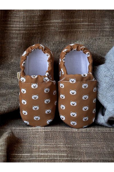 Kokopatik ,Non-Slip Sole,Organic Cotton Home Nursery Booties,Teddy Bear Pattern Booties