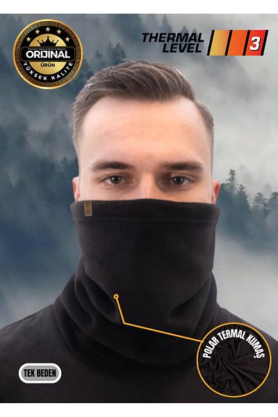 mottomia Black Fleece Neck Collar - Winter Biker, Anti-Wind Outdoor Buff Beanie (3 Different Uses)
