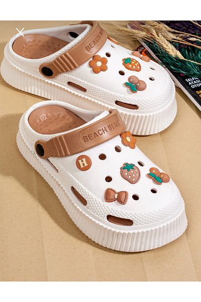 Hızlı Al EVA FRONT Closed DOUBLE SOLE GARDEN BATHROOM HOSPITAL COOKER SLIPPERS CROSS (5 FIGURES)