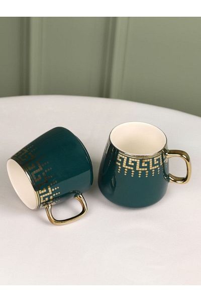 Viyalente Porcelain Nescafe Cup Double Turkish Coffee Cup Cup with Handle, Tea Cup Mug