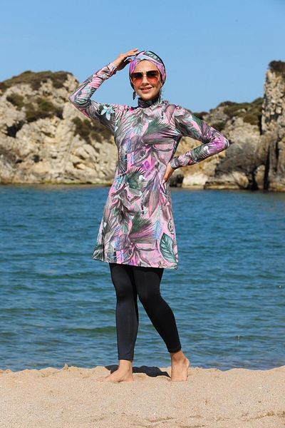 SEBOTEKS Μαγιό Hijab με εξωτικό σχέδιο 2275