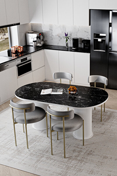 AVVİO Eliza Beyaz Bohem Ayak 80x140 Yemek Masası & Mutfak Masası & Salon Masa...