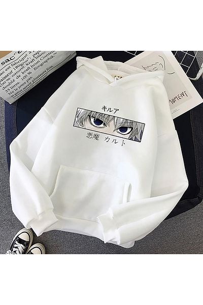 DWN WEAR Φούτερ Hunter x Hunter Killua Face με λευκή κουκούλα