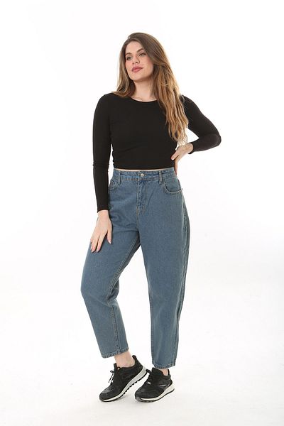 Şans Blugi de damă Plus Size, albastru, cu 5 buzunare, fără lycra 65N37599