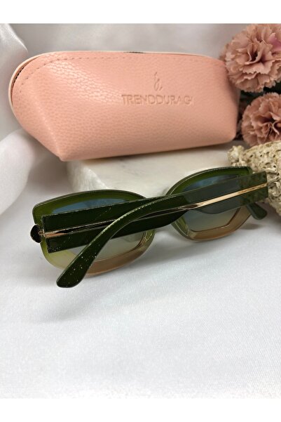 Di Caprio Gali Gold Detailed Green Cream Gradient Women's Sunglasses