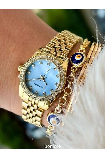 Navimarine Brand Steel Cord Waterproof Women's Wristwatch Bracelet
