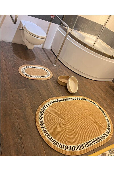 Namteks مجموعة الحمام المصنوعة من قش الجوت، وسلة تنظيم، وسجادة من الجوت، وسجا...