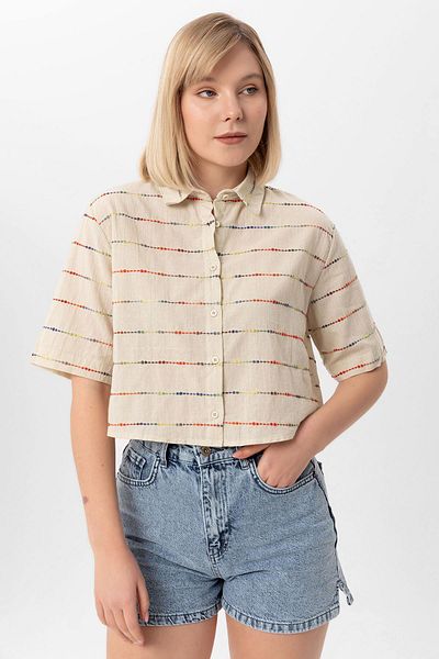 soi fashion Cămașă crop colorată de in