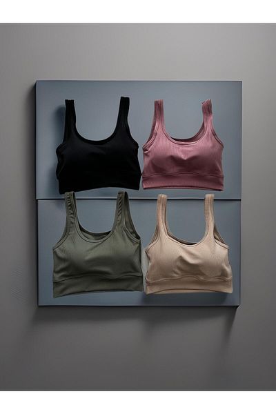 ParisTrend Ribbed Padded Diver Bustier 4-Piece