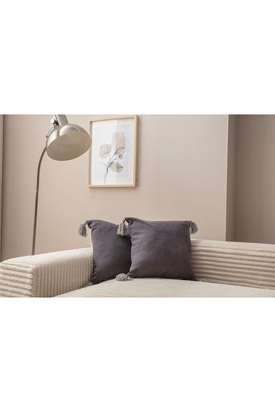 SWITA Home Design Διπλό Διακοσμητικό Φουντωτό Κάλυμμα Μαξιλαριού Γκρι 43x43