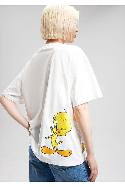 Mavi Tricou alb cu imprimeu Tweety Oversize / Wide Cut 1612261 -70057