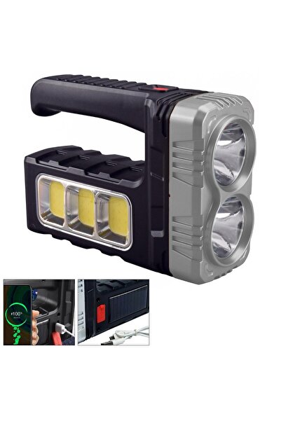 Mlvx El Feneri Projektör Solar Şarjli Cob Led 7702-B Mlv Blsm