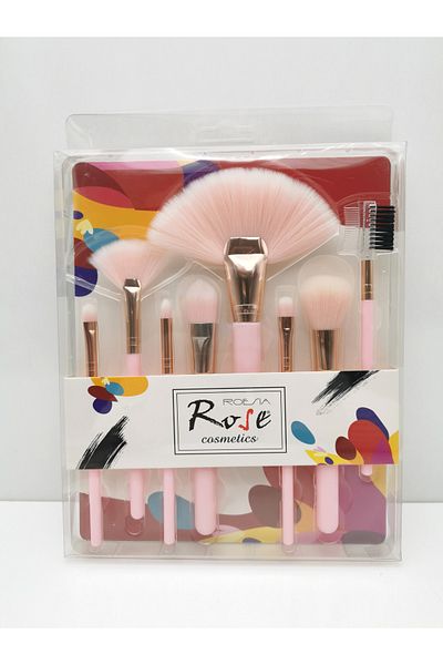 AİLY COSMETİCS Rose Luxury 8-Piece Large Size Makeup Brush Set