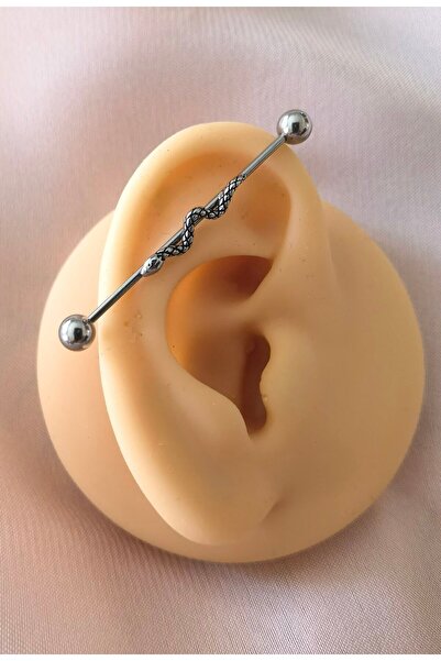 Bylin 316 L Cerrahi Çelik Minik Yılanlı Köprü Piercing-(Bar Kalınlık 1,2mm) B...