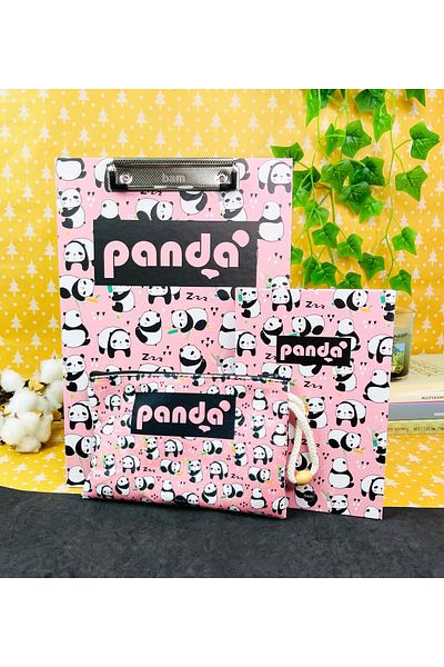 Hediye Vakti Panda Designed Notebook Pen Holder and Secretariat Stationery Set