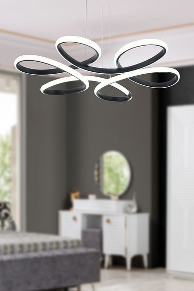 Trend Kitchen Pecunia Modern Black Modern Pendant Led Chandelier for Living Room, Kitchen, Room, Hall Lighting