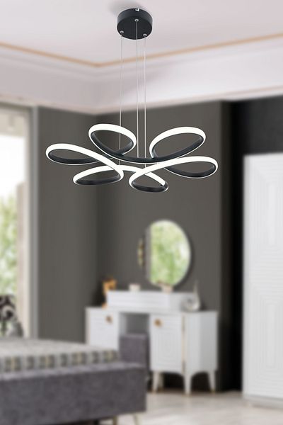 Trend Kitchen Pecunia Modern Black Modern Pendant Led Chandelier for Living Room, Kitchen, Room, Hall Lighting