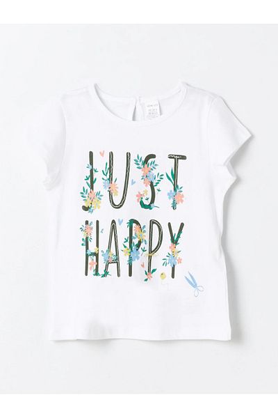 LC Waikiki LCW ECO Crew Neck Printed Baby Girl T-Shirt and Shorts Set of 2