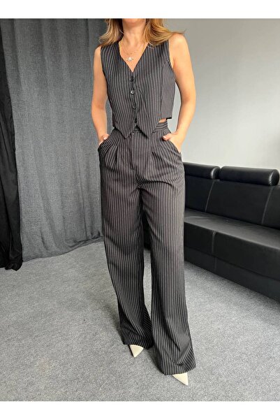 SONREİR طقم بنطلون سترة مخططة