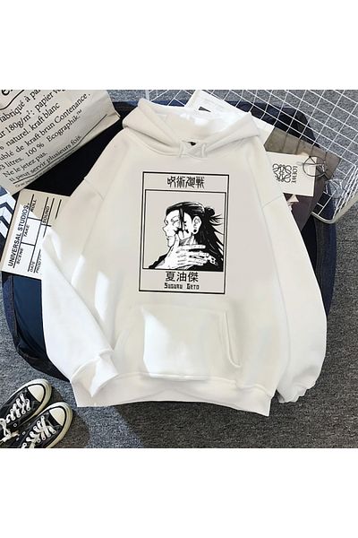 DWN WEAR Φούτερ Jujutsu Kaisen Geto με λευκή κουκούλα