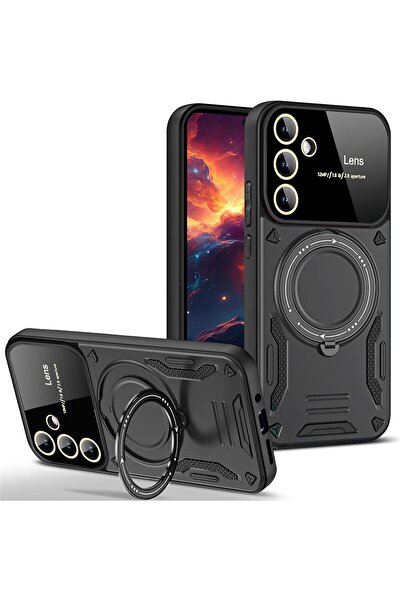 m.tk moveteck Samsung Galaxy A15 Kılıf Magsafe Dönebilen Halkalı Standlı Kame...