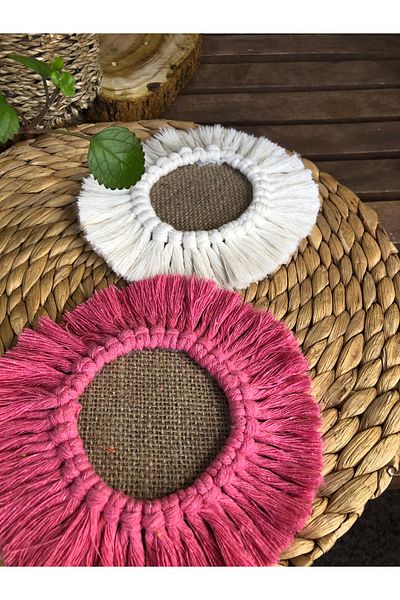 zeynepin dükkanı 2 Macrame Cup Coasters 12 cm