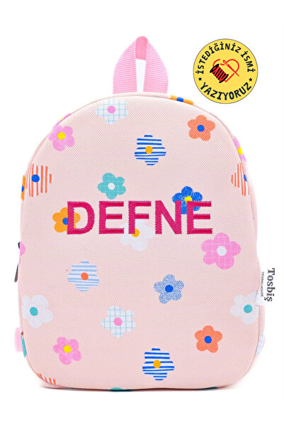 Tosbiş [ Kişiye Özel Isimli ] Renkli Çiçekler 0-8 Yaş Çocuk Sırt Çantası, Kreş - Anaokulu Çantası