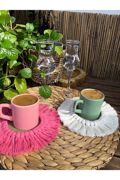 zeynepin dükkanı 2 Macrame Cup Coasters 12 cm