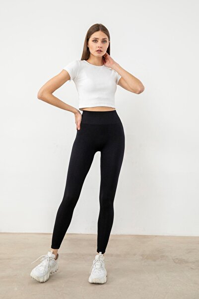 Bediva سروال نسائي أسود مضلع عالي الخصر