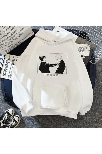 DWN WEAR Φούτερ Jujutsu Kaisen Geto Gojo Bff με λευκή κουκούλα