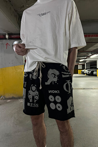 THE BASIC THINGS JDD LNDN Erkek Jogging Fit Bermuda Desenli Pamuklu Şort