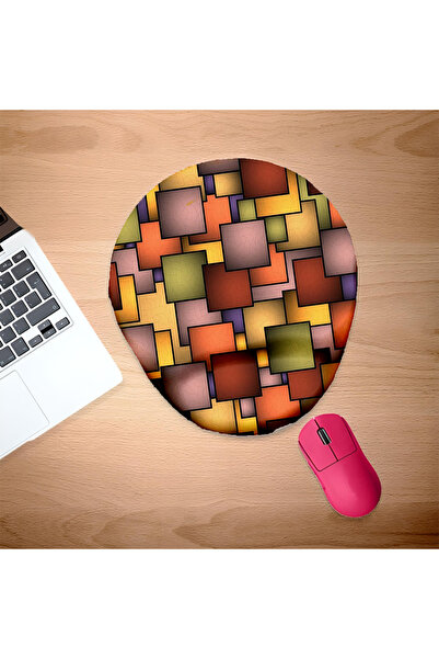 UcuruStore Πολύχρωμα τετράγωνα σχήματα Οβάλ επιφάνεια ποντικιού με στήριγμα κ...