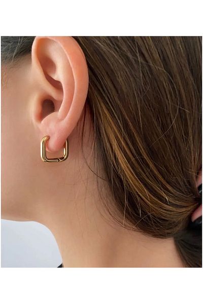 MAZEN Square Surgical Steel Earrings 316L Tarnish Antiallergic Earrings 15X15 MM