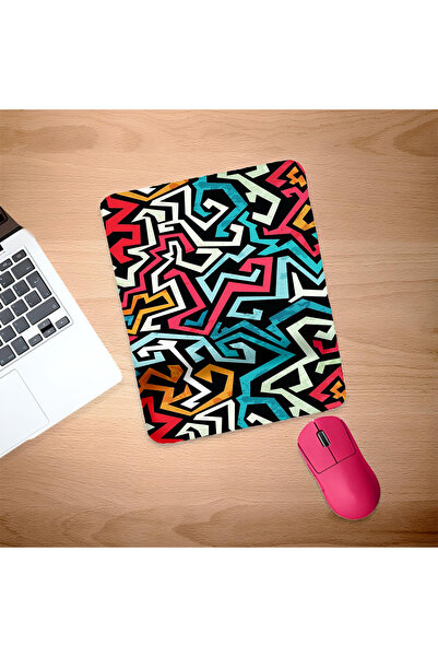 UcuruStore Πολύχρωμο ορθογώνιο mouse pad με σύνθετα σχήματα και στήριγμα καρπού
