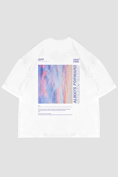 Bak Moda 1989 Tricou alb unisex oversize imprimat pe spate