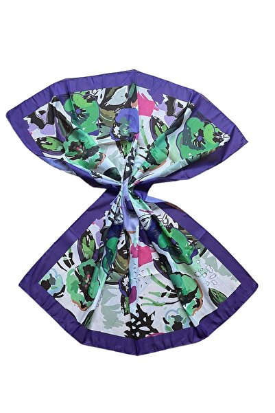 Rupen Kraft Desenli Soft Fluar Kare Eşarp Desenli Eşarp  95X95