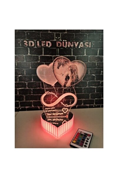 3D Hediye Dünyası Erkek-Kız Arkadaşıma Yıl Dönümü Hediyesi 16 Renkli Kumandalı