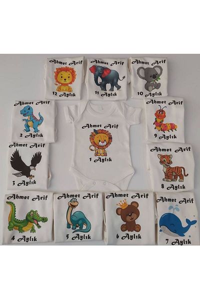 BEYCEY TASARIM Beycey 12-Piece Special Moon Baby Body Set - Bodysuit and Newborn Gift Souvenir