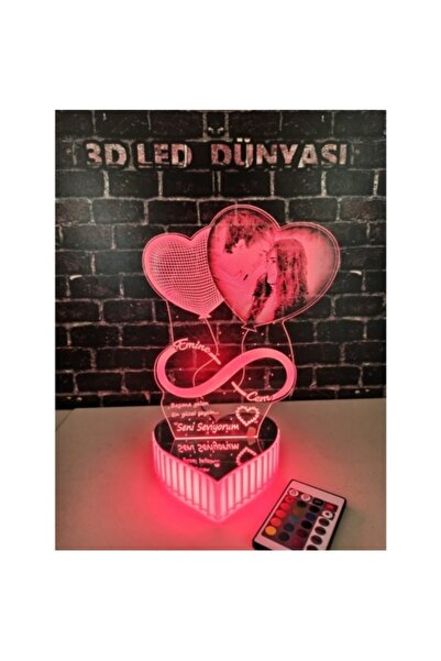 3D Hediye Dünyası Erkek-Kız Arkadaşıma Yıl Dönümü Hediyesi 16 Renkli Kumandalı